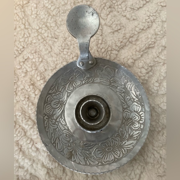 Vintage forced aluminum candle holder - Intaglio Design EMP Co. - Picture 3 of 7